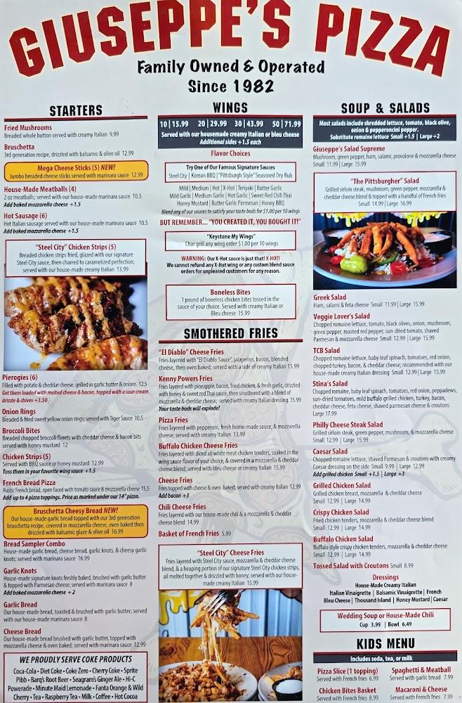 Giuseppe's Steel City Pizza Menu image 1